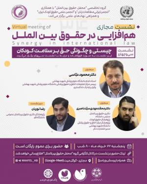 اطلاعیه برگزاری نشست مجازی: هم افزایی در حقوق بین الملل؛ نشست سی و چهارم؛ چیستی و چگونگی حق بر سلامت کودکان